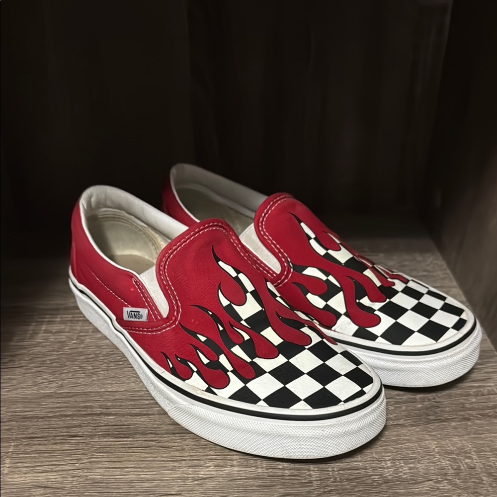 Vans Red Drip Checkered Slip-On Sneakers
